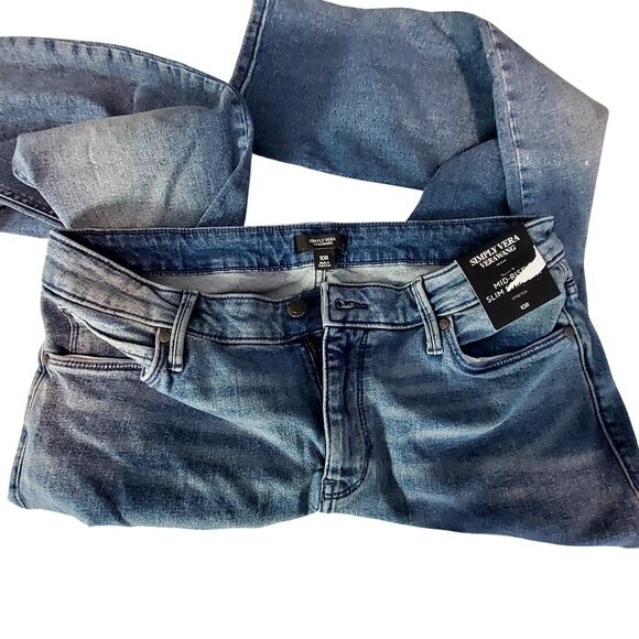 Simply Vera Vera Wang Womens Mid-Rise Slim Straight Jeans Size 10R Blue Denim - Picture 8 of 8
